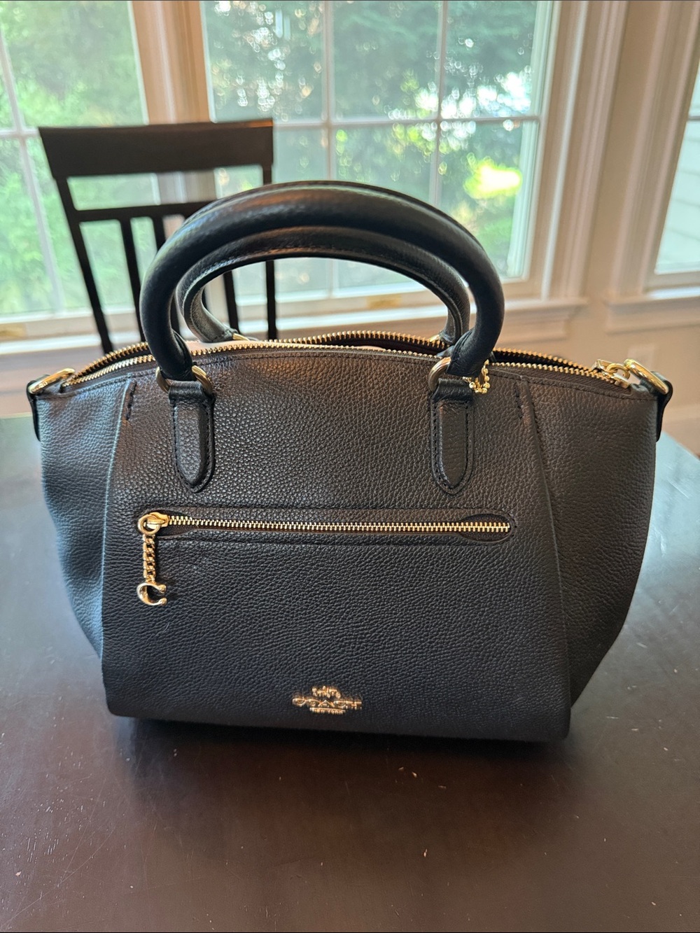 Coach Black Pebbled Leather Satchel with Gold Hardware
